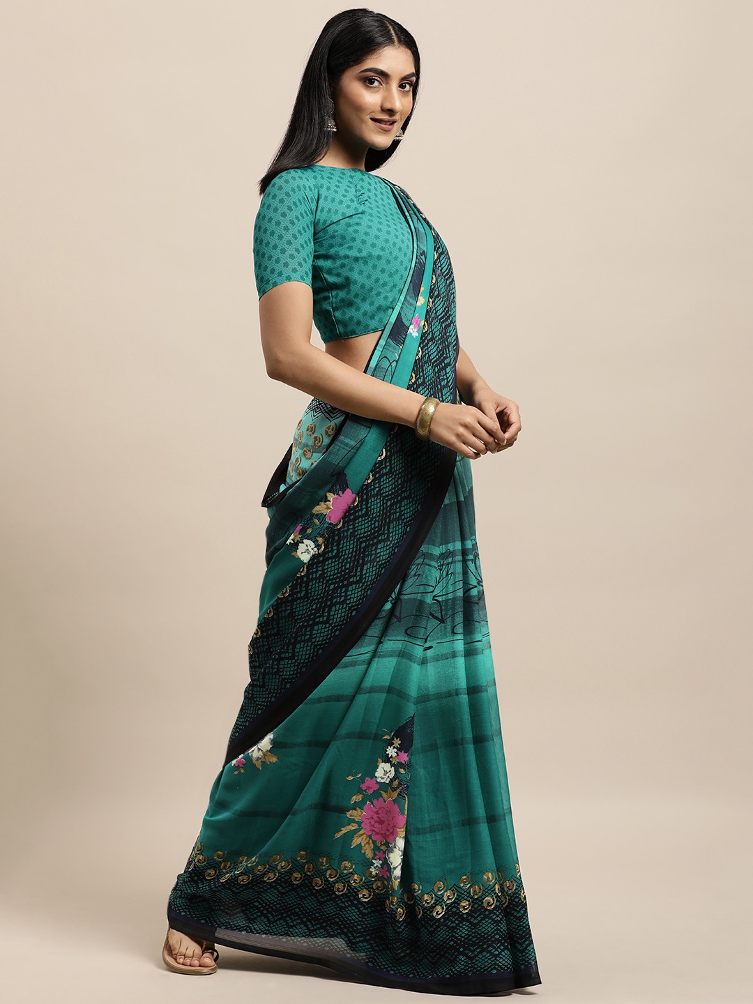 

KALINI Green Floral Saree
