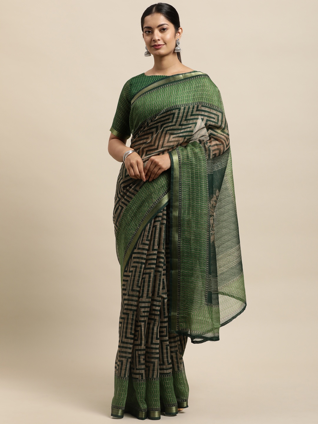 

KALINI Green Art Silk Printed Saree