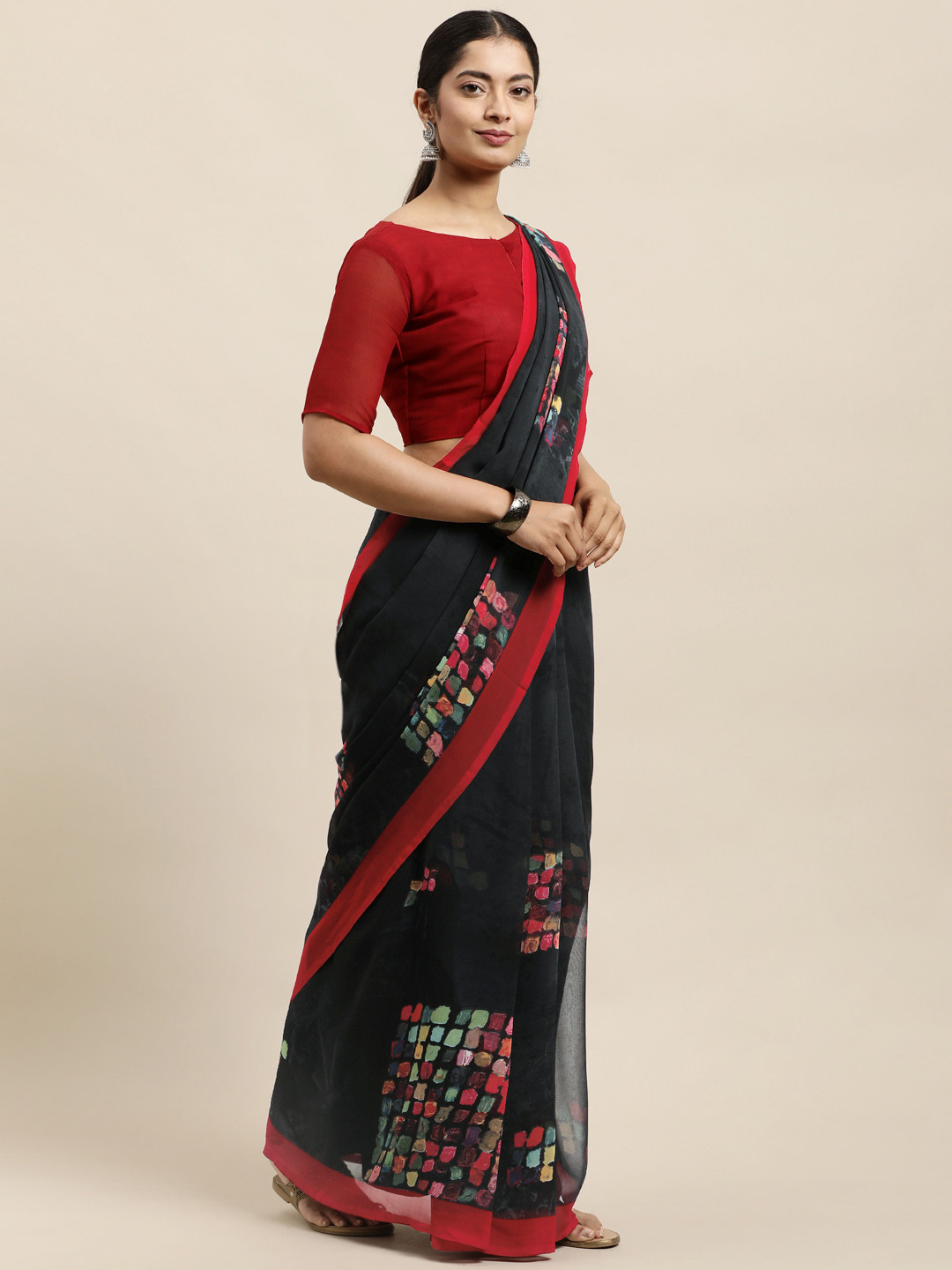 

KALINI Black Printed Saree