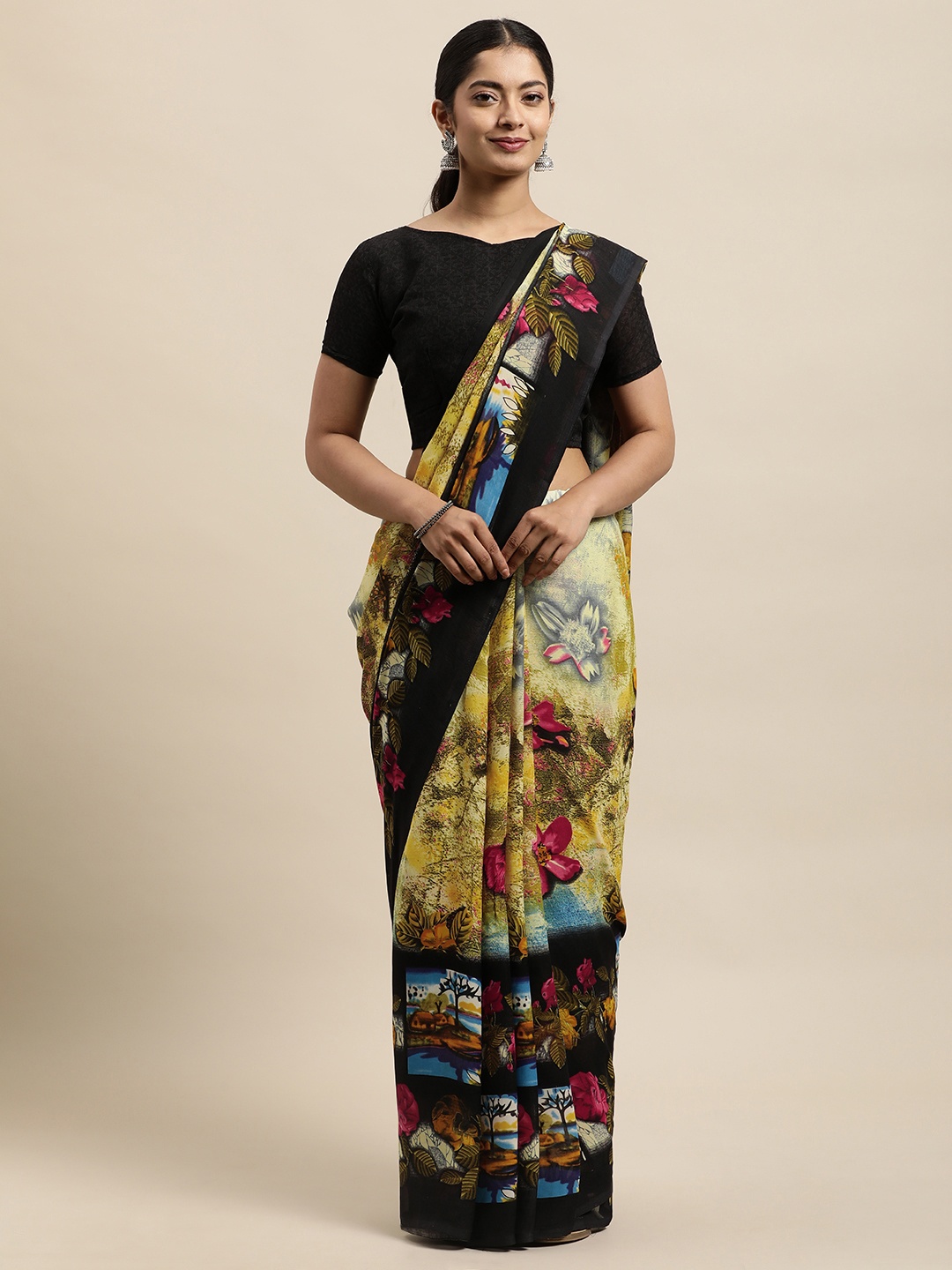 

KALINI Multicoloured Floral Saree, Multi