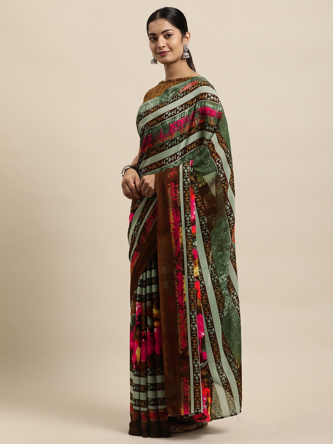 

KALINI Multicoloured Georgette Printed Floral Saree, Multi