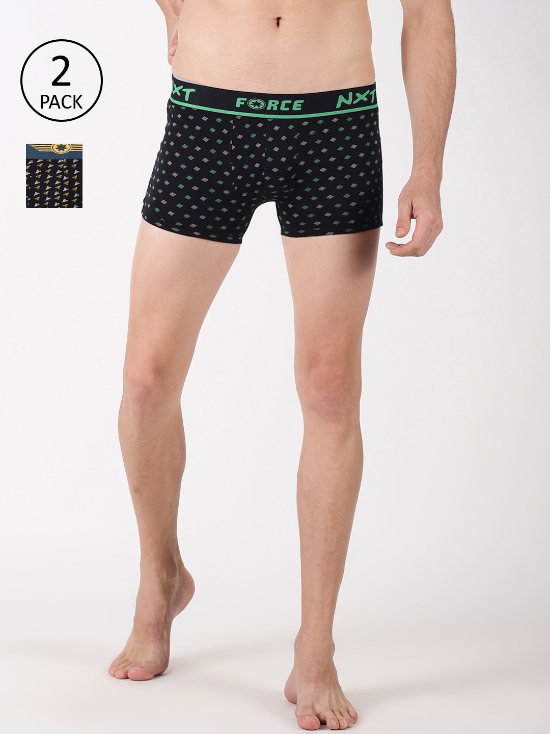 

Force NXT Men Pack Of 2 Cotton Trunks MNFF-136-PO2-PRINT12, Black