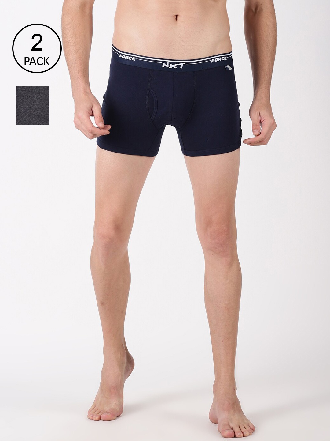 

Force NXT Men Pack Of 2 Pure Combed Cotton Trunks MNFR-222-PO2, Blue