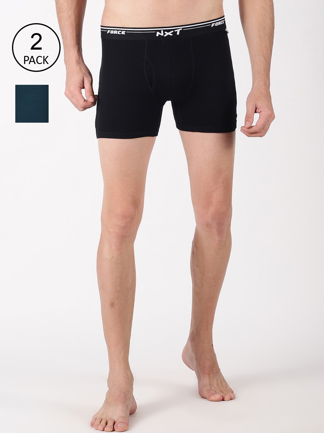 

Force NXT Men Pack Of 2 Combed Cotton Trunks MNFR-222-PO2-SGRN-BLK, Black