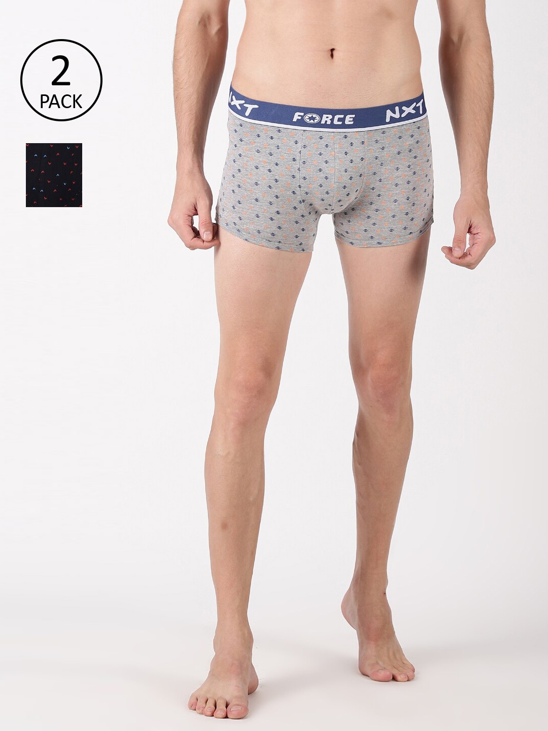 

Force NXT Men Pack Of 2 Pure Combed Cotton Trunks MNFF-136-PO2-PRINT34, Grey