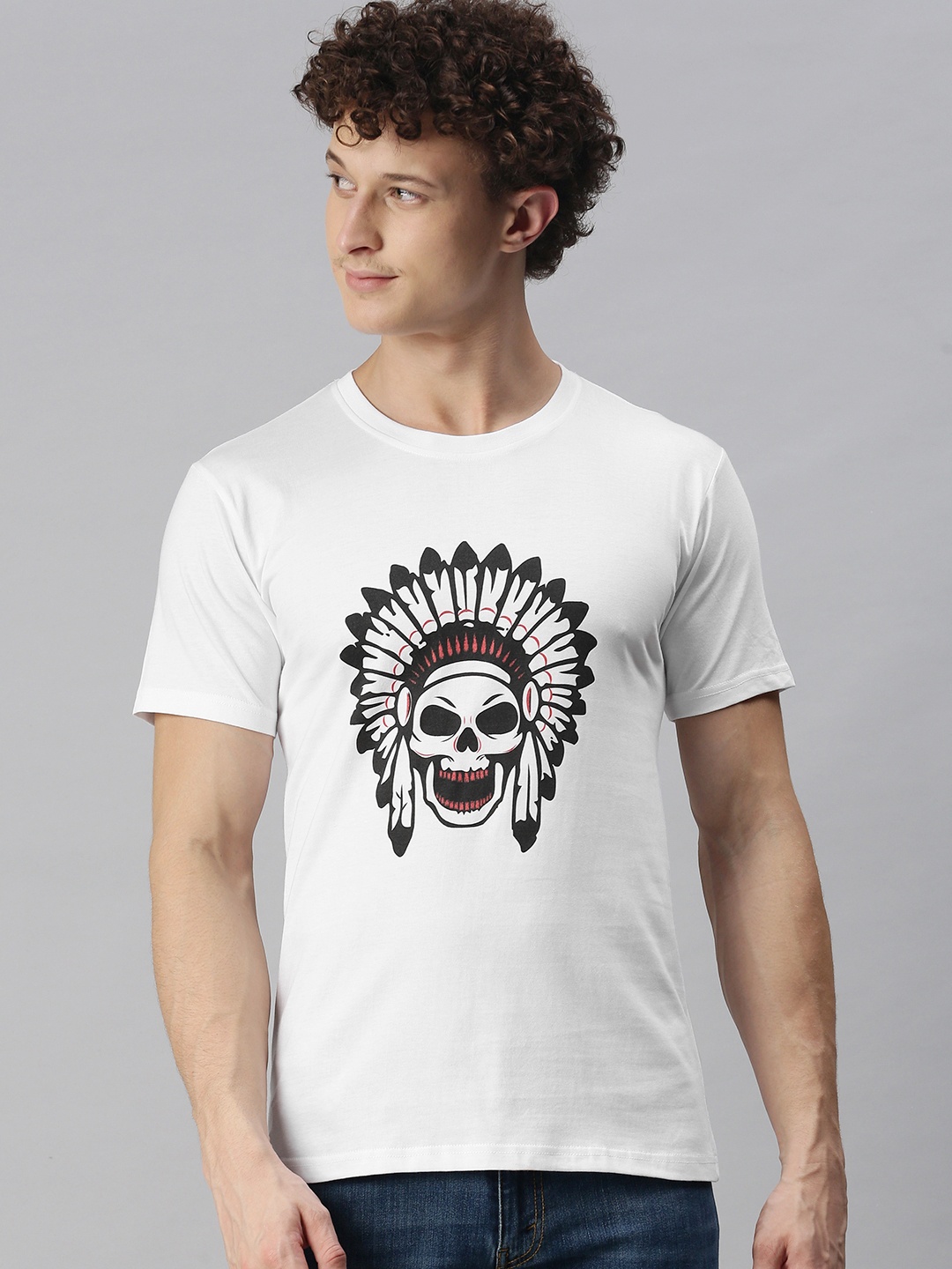 

BRATMA Men White Printed T-shirt