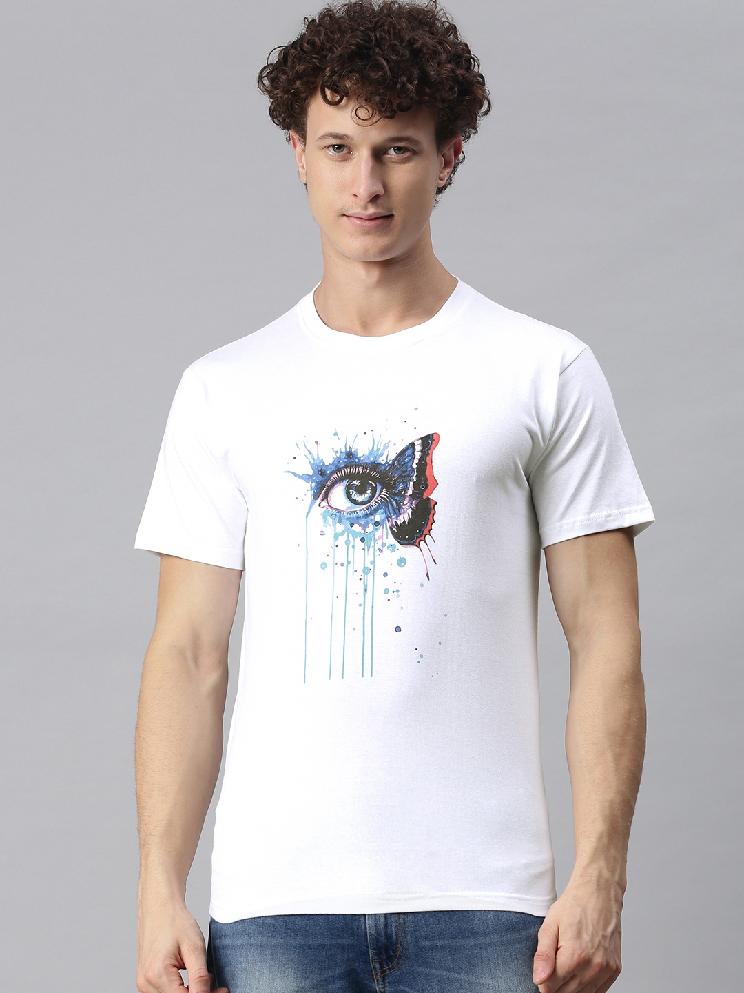 

BRATMA Men White Printed T-shirt