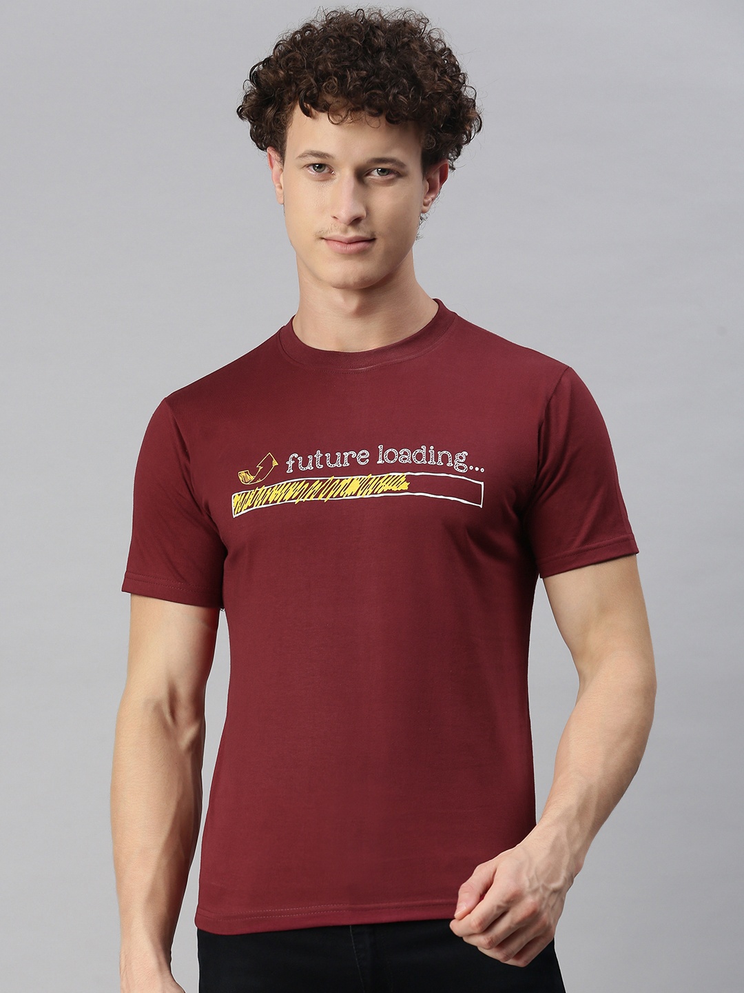 

BRATMA Men Maroon Typography Printed T-shirt