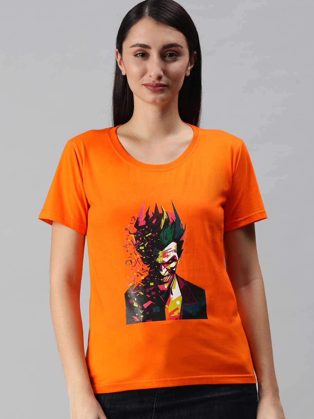 

BRATMA Women Orange & Black Printed T-shirt