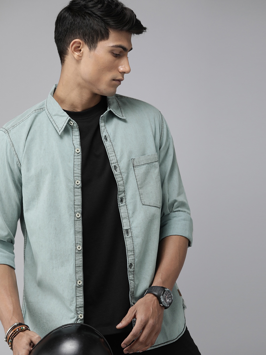 

Roadster Men Black Opaque Casual Shirt