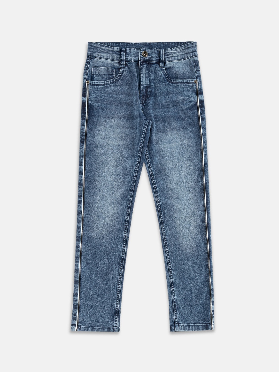

Pantaloons Junior Boys Blue Tapered Fit Heavy Fade Jeans