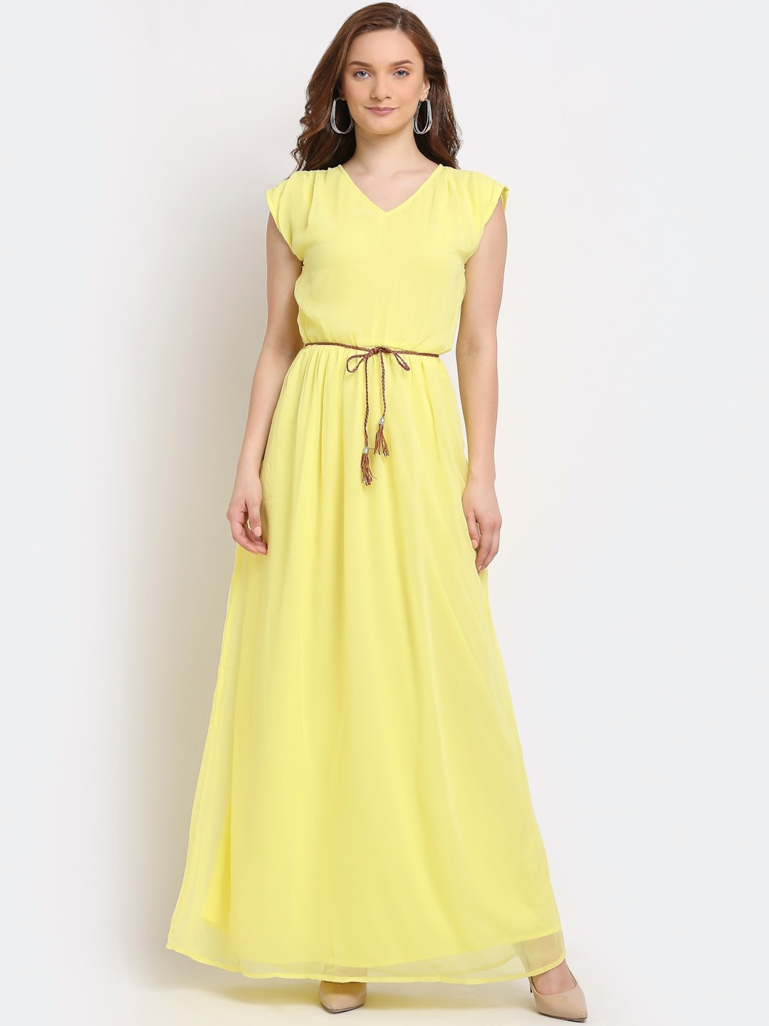 

La Zoire Women Yellow Georgette Maxi Dress