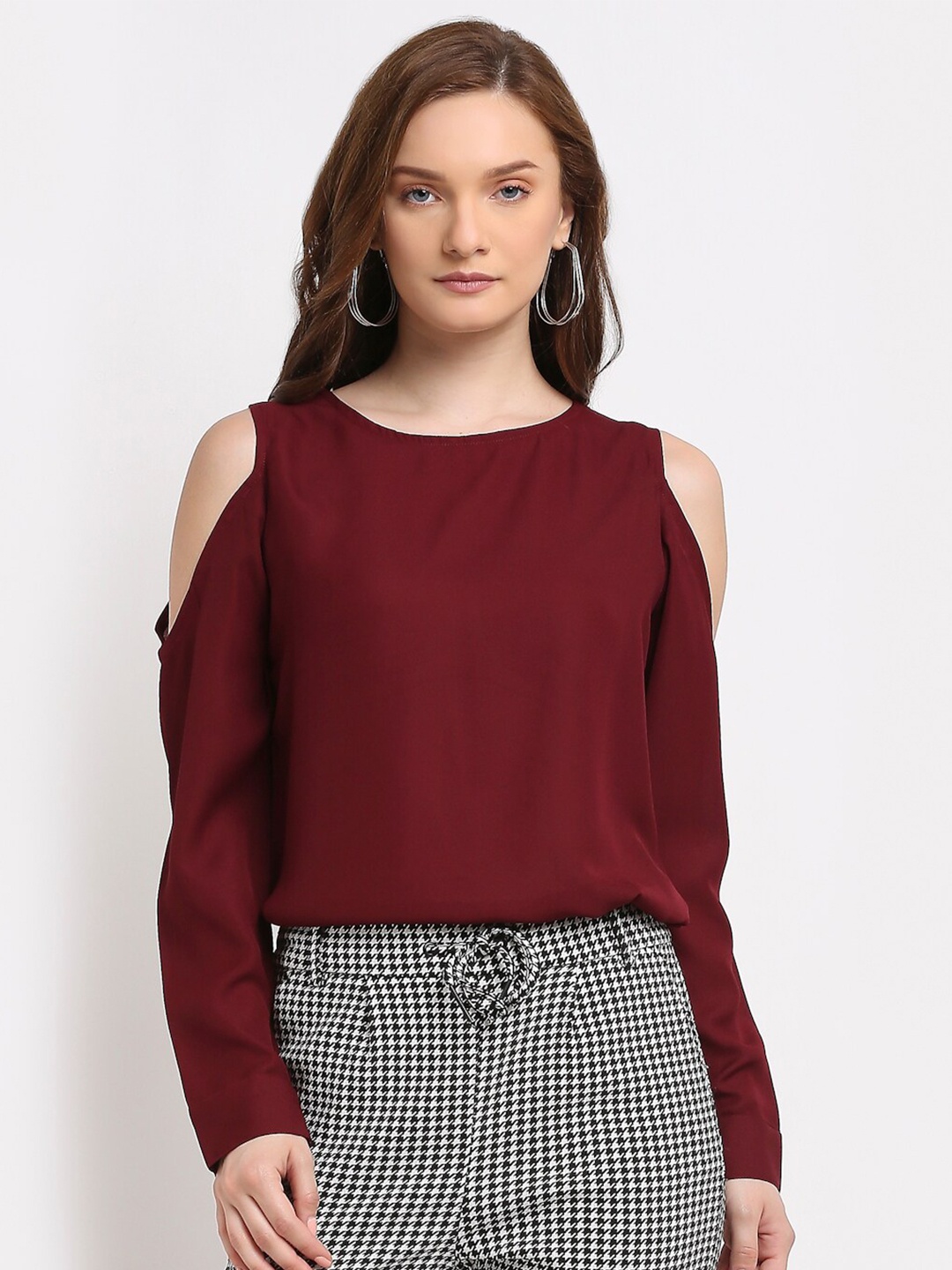 

La Zoire Maroon Georgette Regular Top