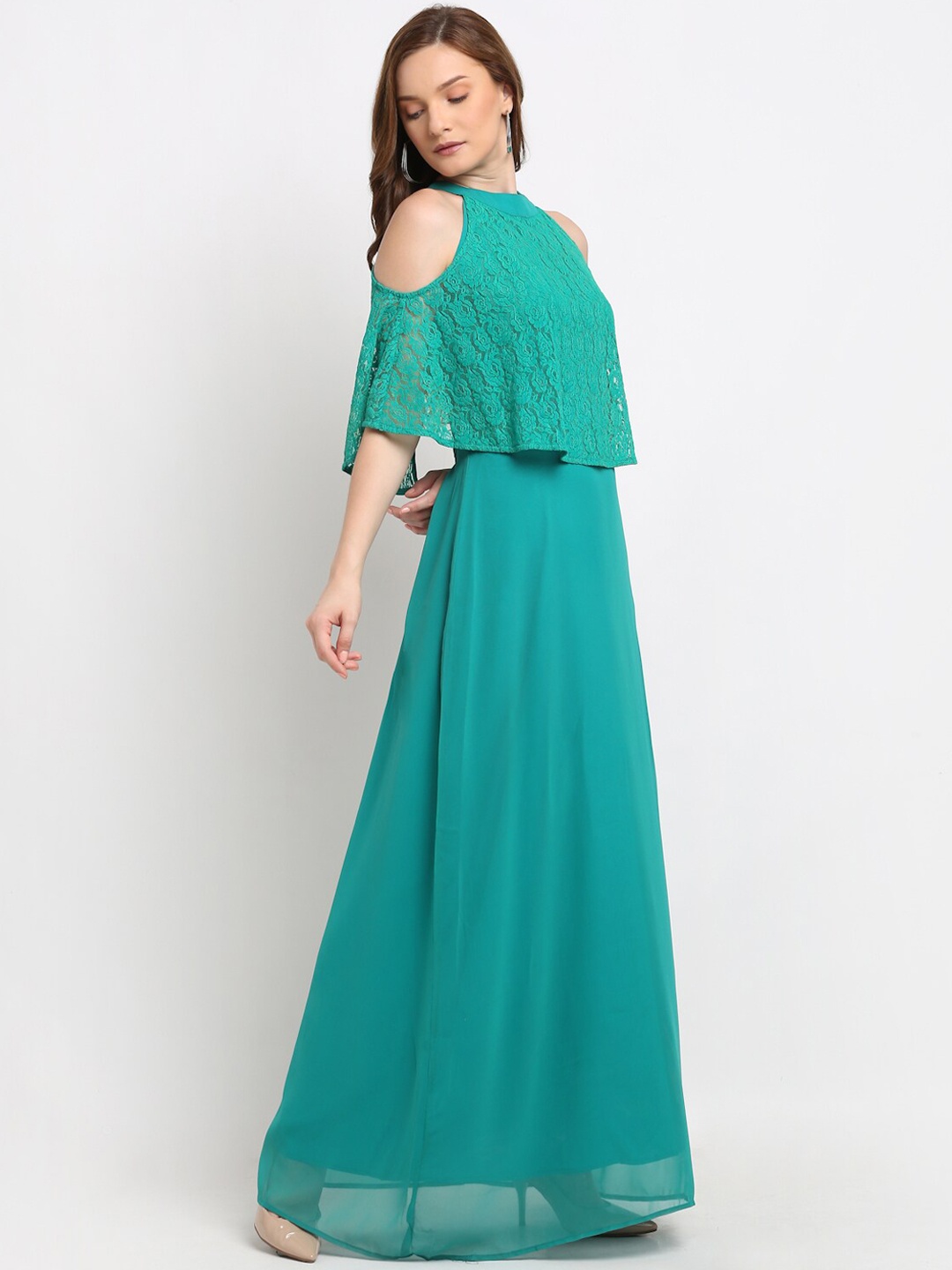 

La Zoire Green Georgette Maxi Dress