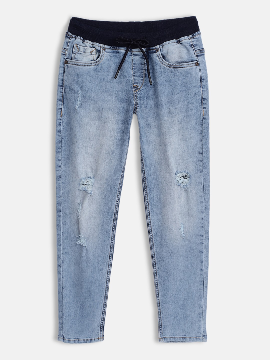 

HERE&NOW Boys Blue Mildly Distressed Stretchable Jeans
