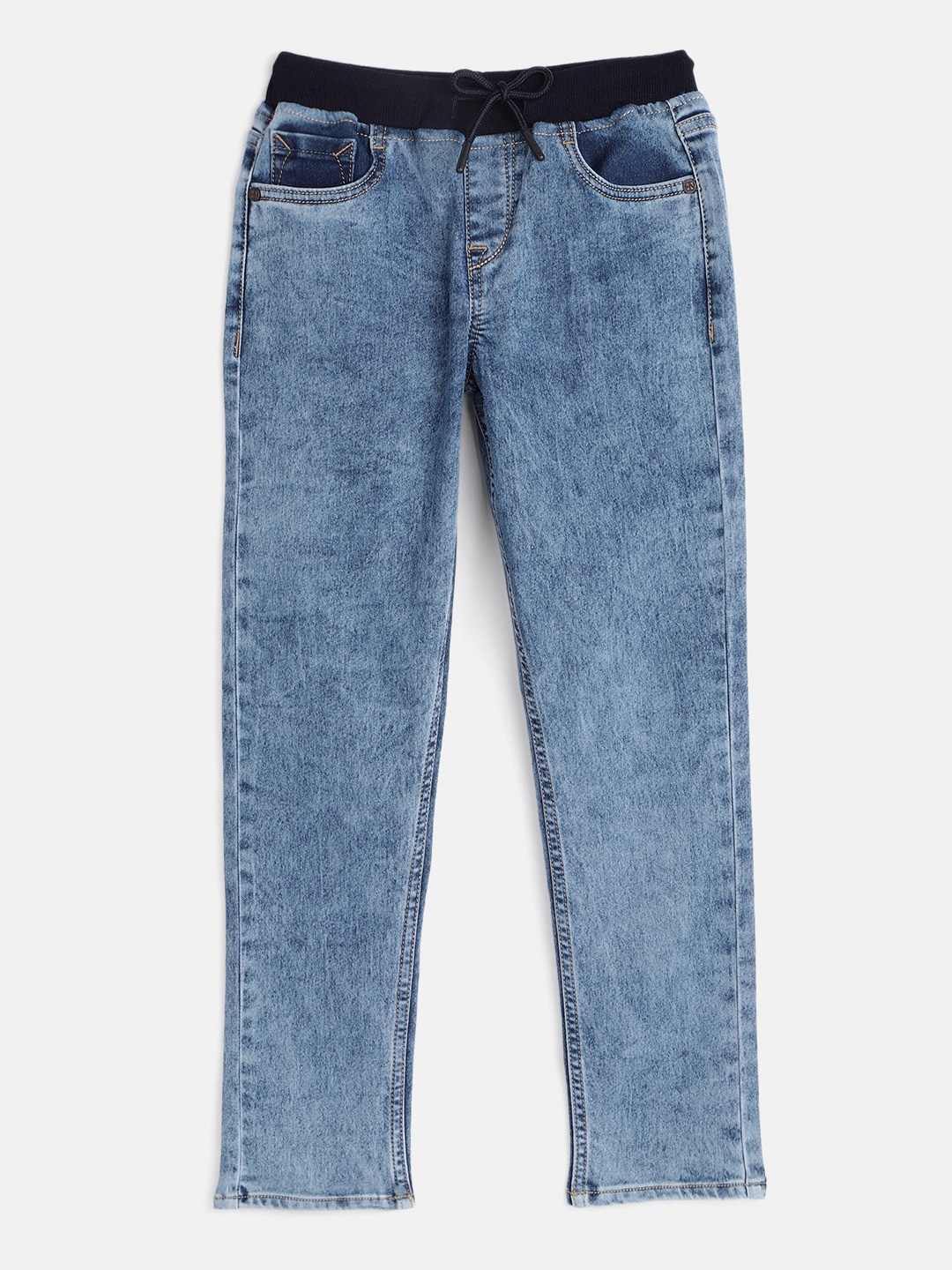 

HERE&NOW Boys Blue Slim Fit Heavy Fade Stretchable Jeans