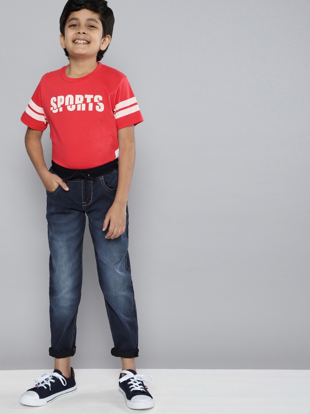 

HERE&NOW Boys Navy Blue Slim Fit Clean Look Stretchable Jeans