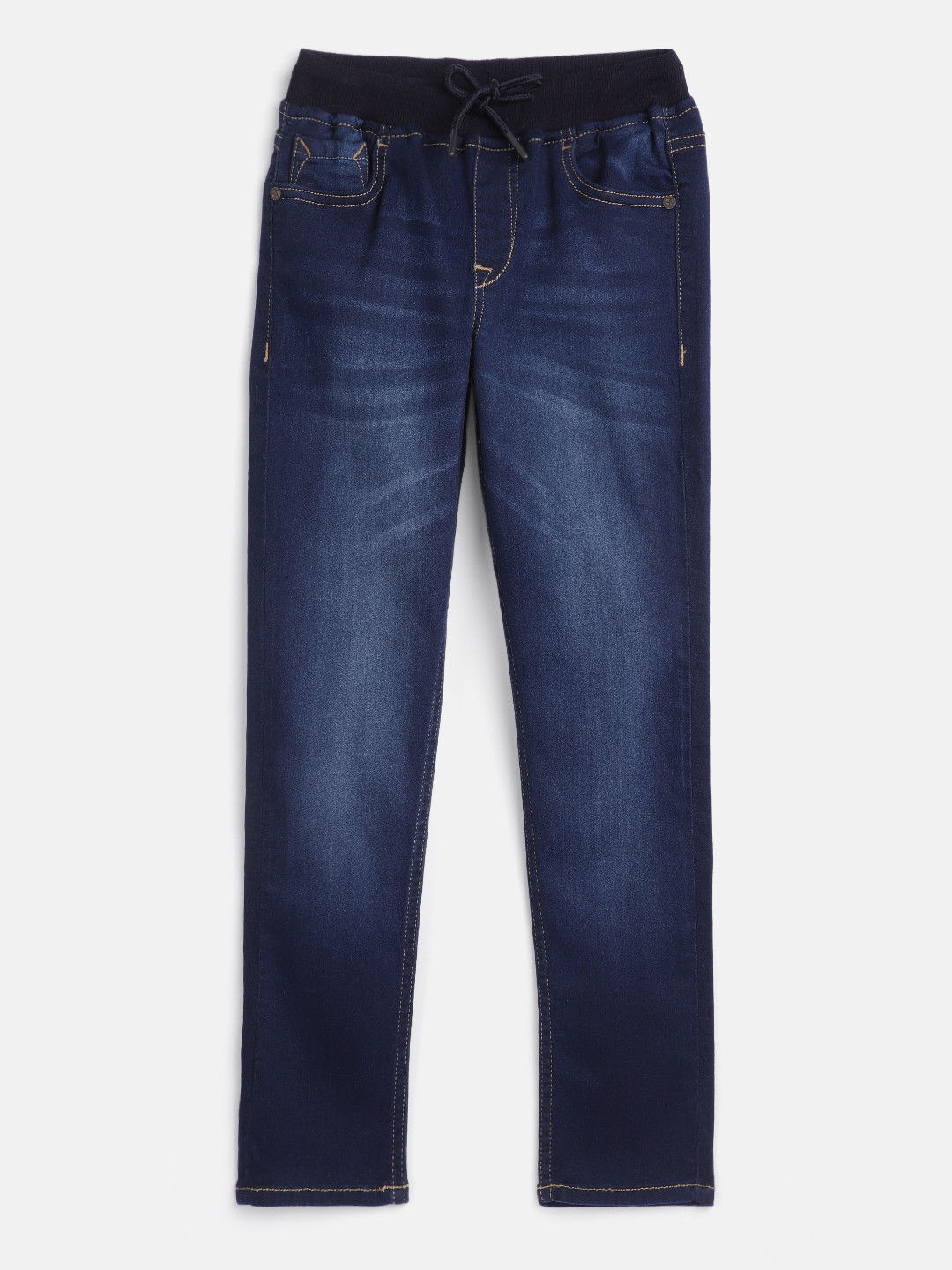 

HERE&NOW Boys Navy Blue Regular Fit Clean Look Stretchable Jeans