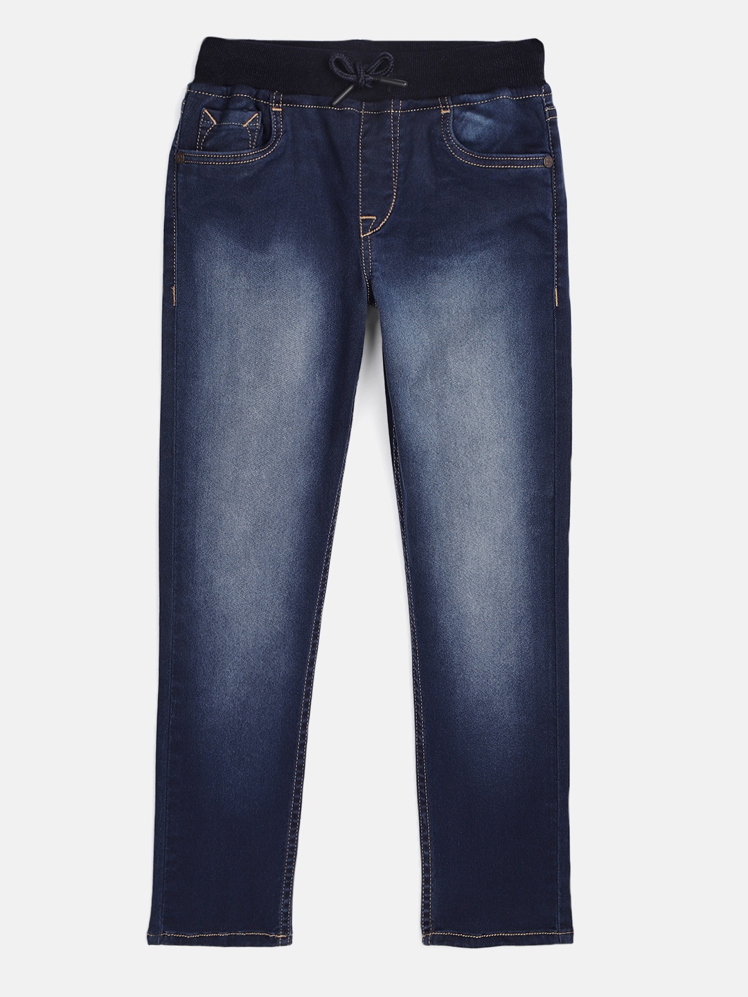 

HERE&NOW Boys Navy Blue Slim Fit Heavy Fade Stretchable Jeans