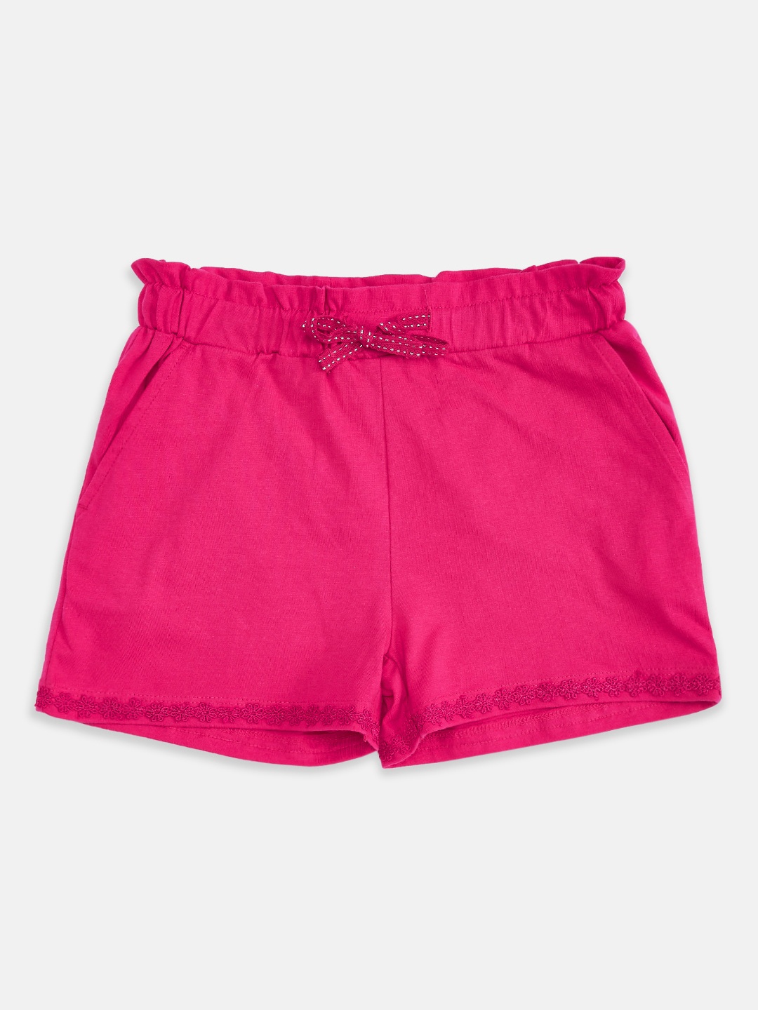 

Pantaloons Junior Girls Red Pure Cotton Regular Shorts