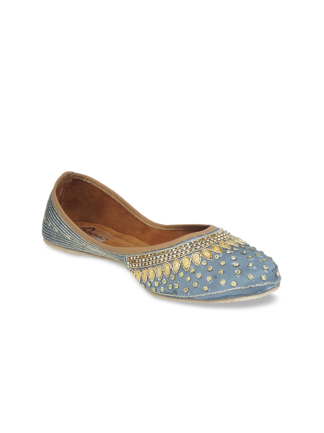 

The Desi Dulhan Women Grey Party Mojaris Flats