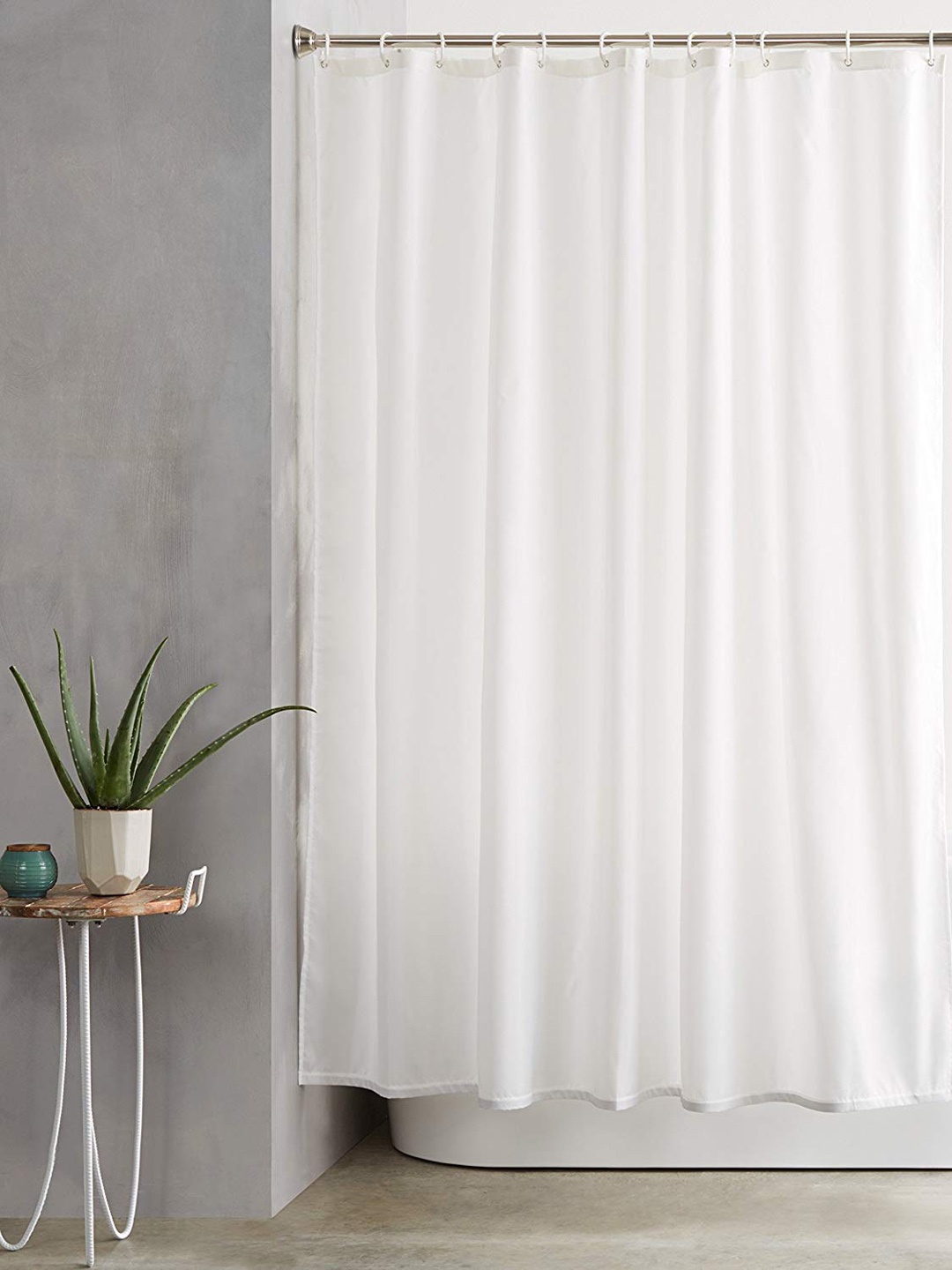 

Lushomes White Solid Water Repellent Shower Curtain