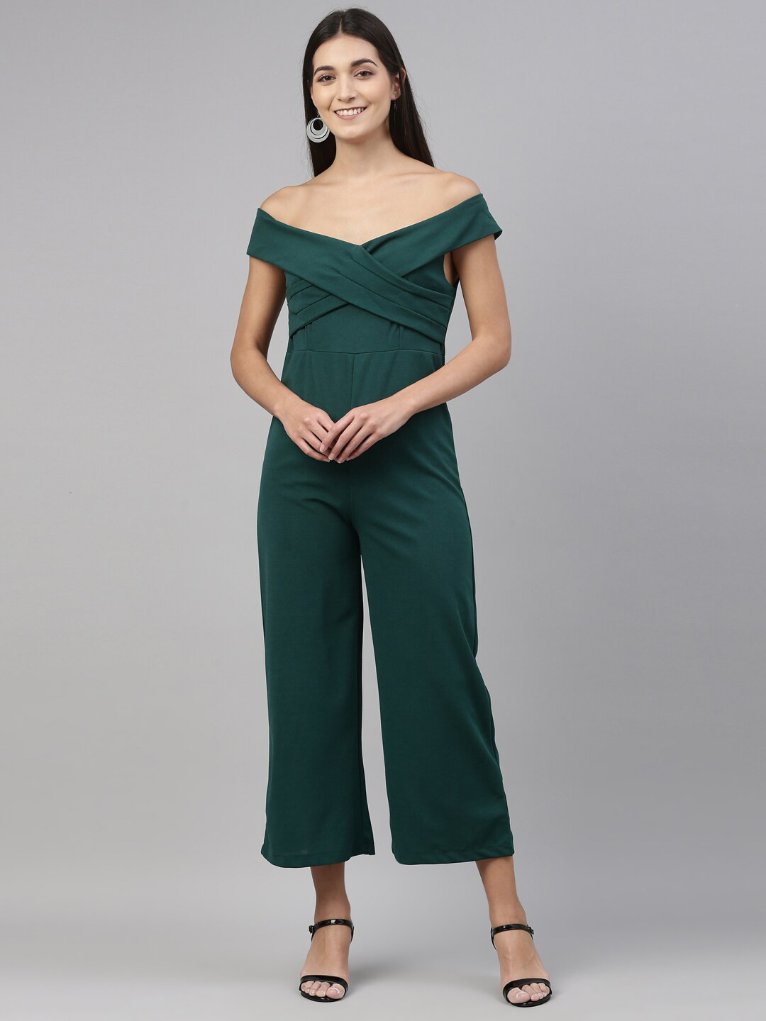 

Insua Green Off-Shoulder Culotte Jumpsuit