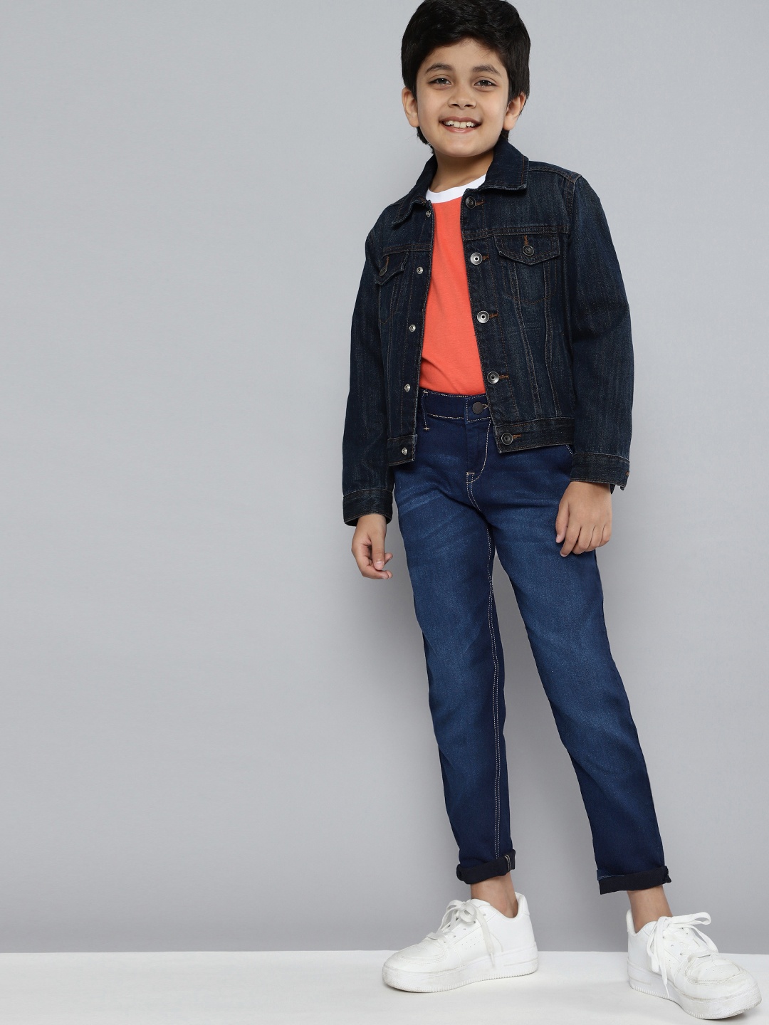

HERE&NOW Boys Navy Blue Slim Fit Clean Look Stretchable Jeans