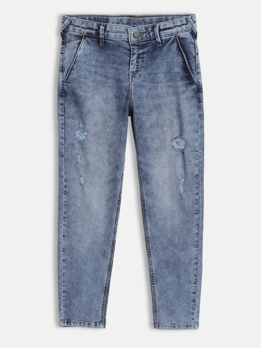 

HERE&NOW Boys Blue Slim Fit Mildly Distressed Stretchable Jeans