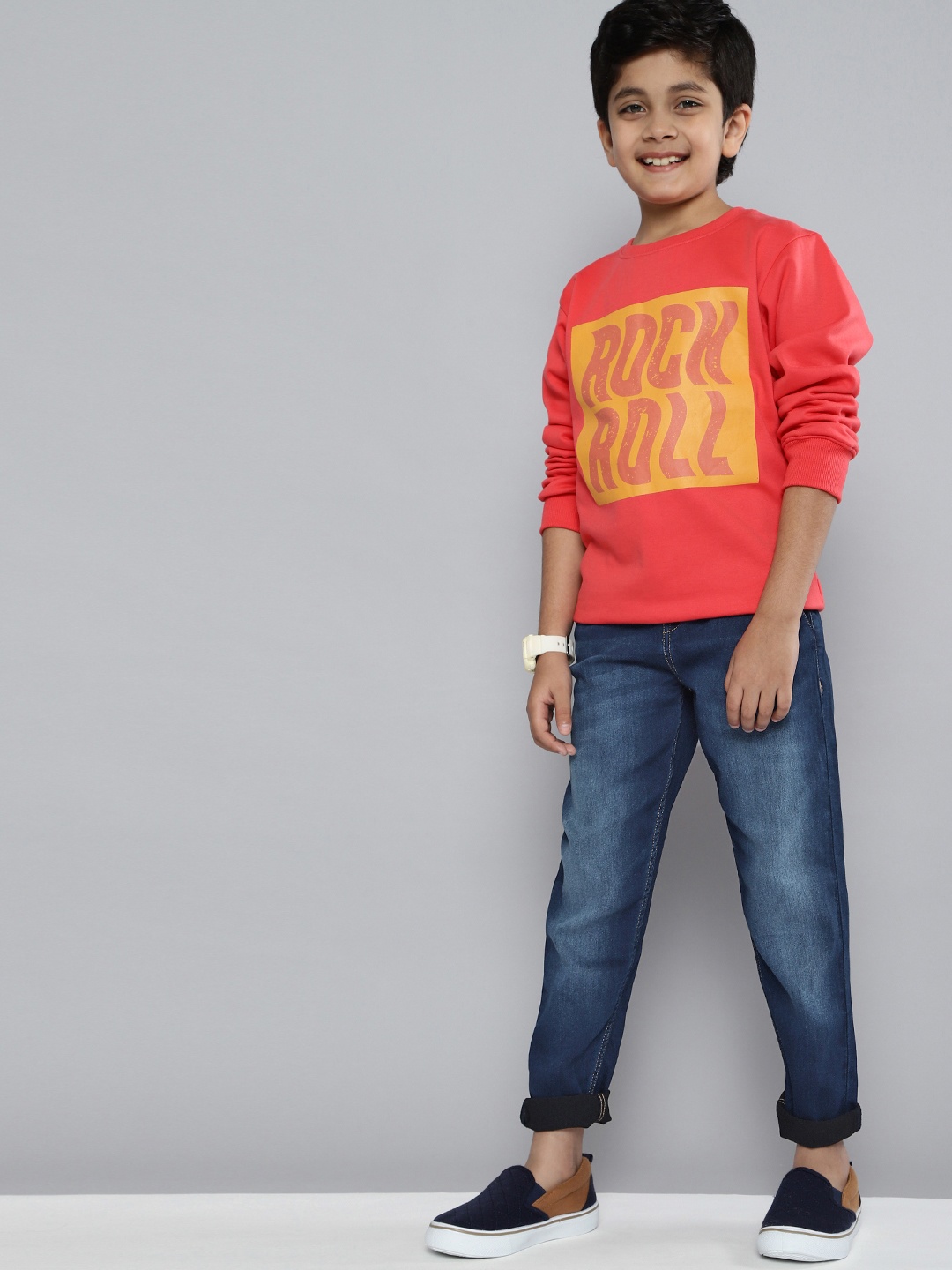 

HERE&NOW Boys Navy Blue Slim Fit Clean Look Stretchable Jeans