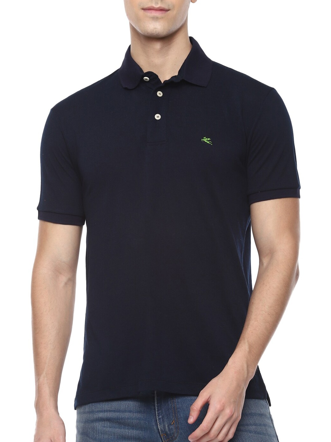 

ETRO Men Navy Blue Polo Collar T-shirt