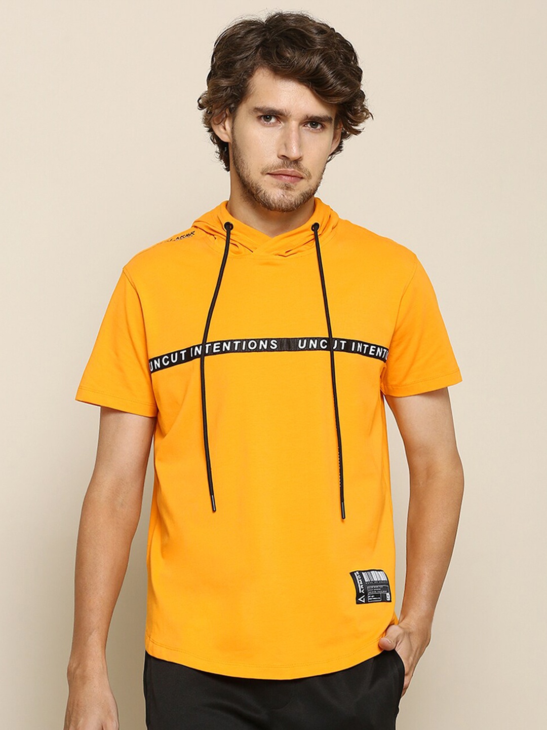

Street Armor by Pantaloons Men Orange Hooded T-shirt