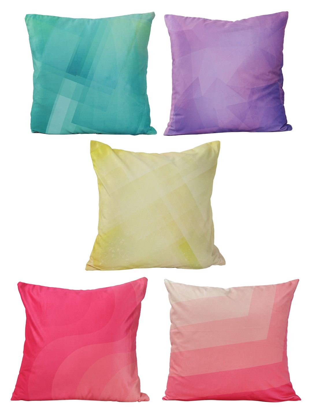 

ROMEE Yellow & Pink Set of 5 Velvet Square Cushion Covers