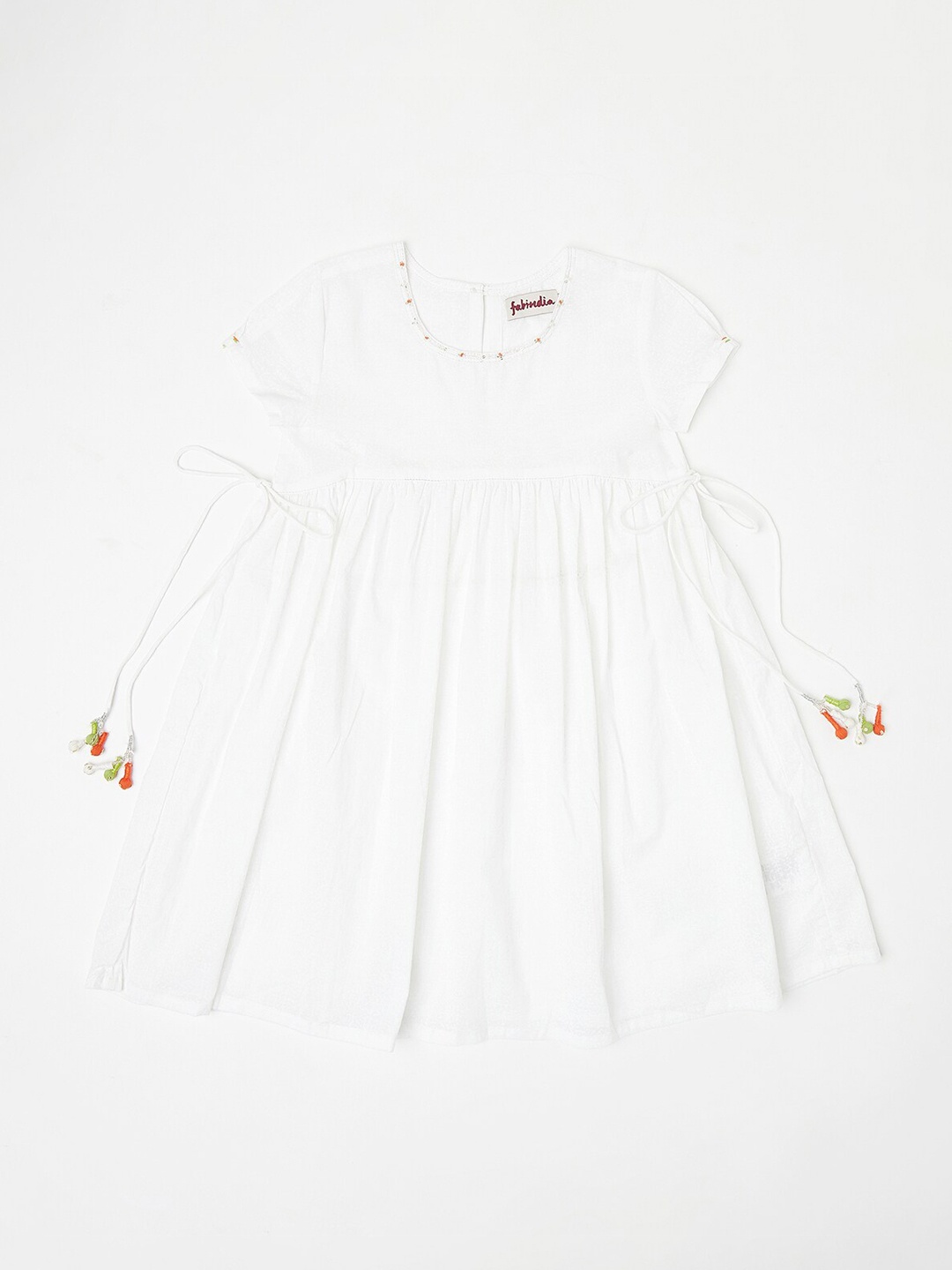 

Fabindia Girls White Pure Cotton Dress