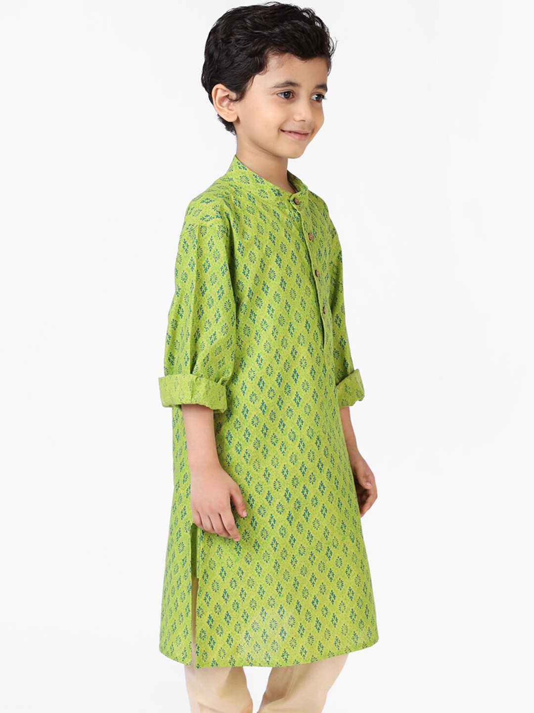 

Fabindia Boys Green Ethnic Motifs Printed Kurta