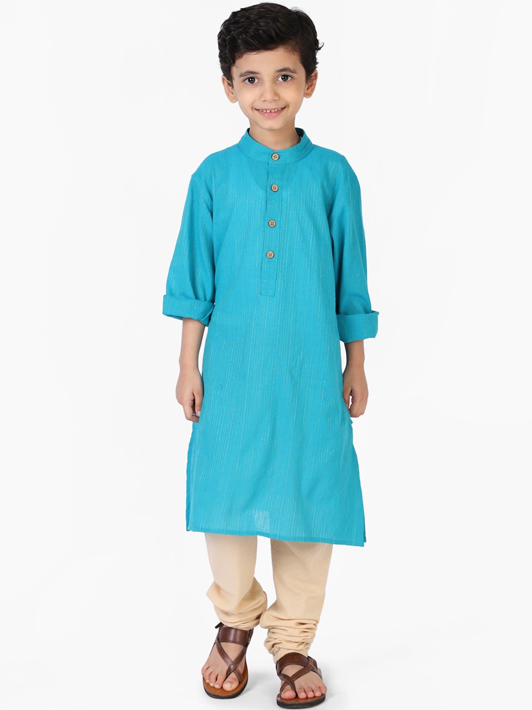 

Fabindia Boys Turquoise Blue Thread Work Kurta