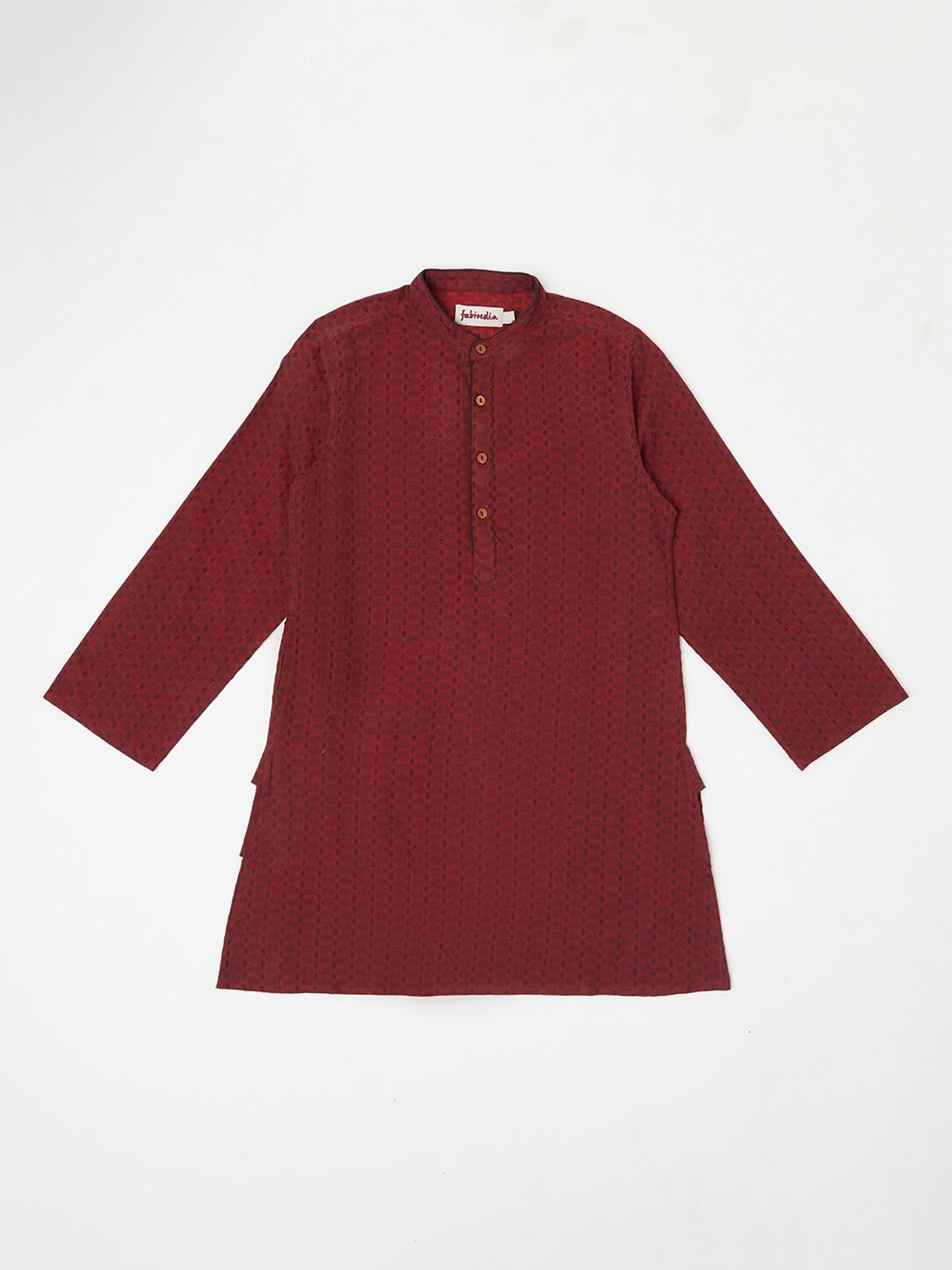 

Fabindia Boys Maroon Woven Design Kurta