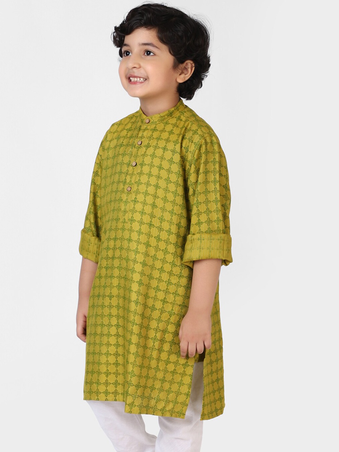 

Fabindia Boys Green Floral Printed Kurta