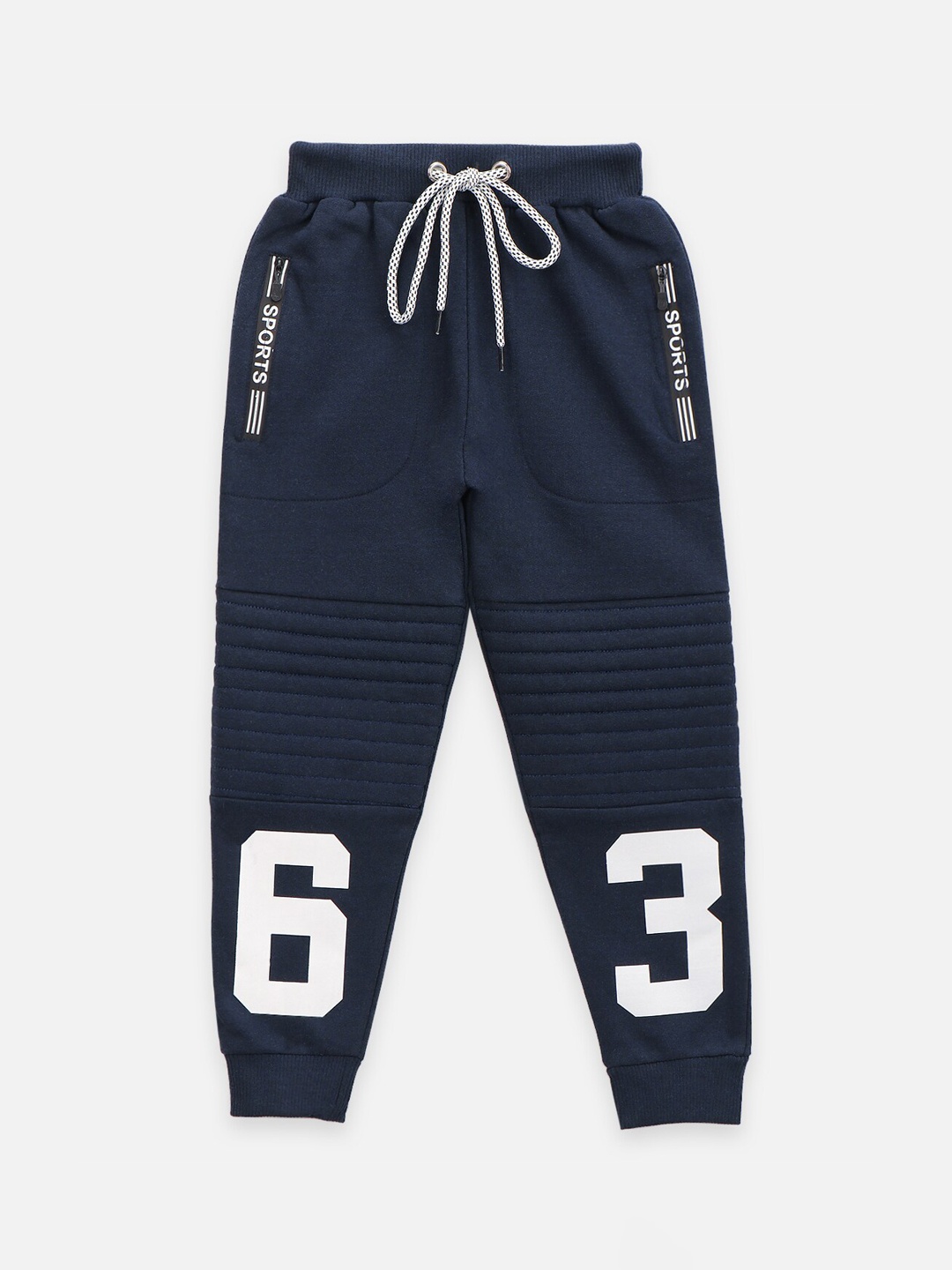 

LilPicks Boys Blue Solid Fleece Relaxed-Fit Track Pants, Navy blue