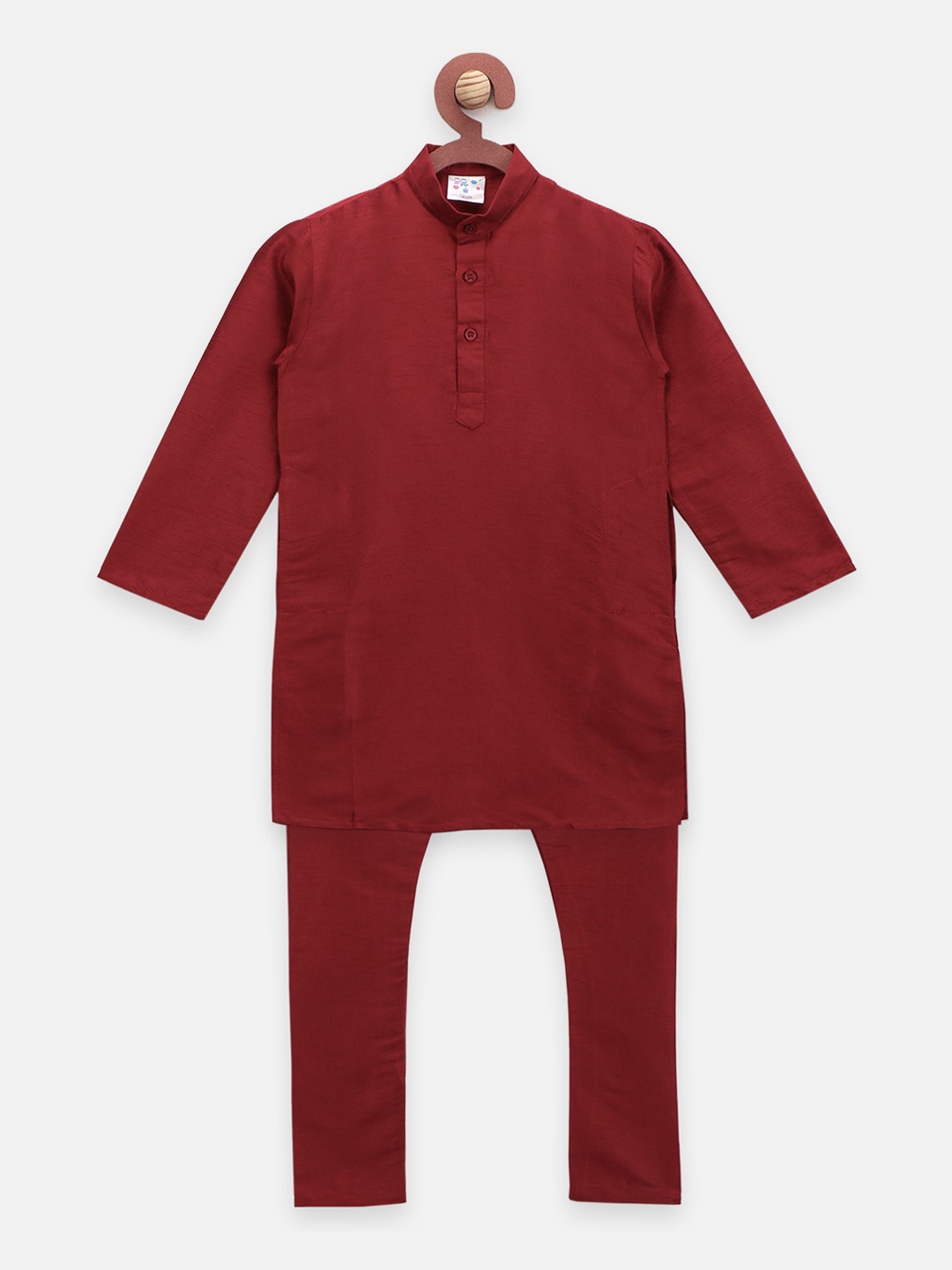 

LilPicks Boys Maroon Solid Regular Kurta with Pyjamas
