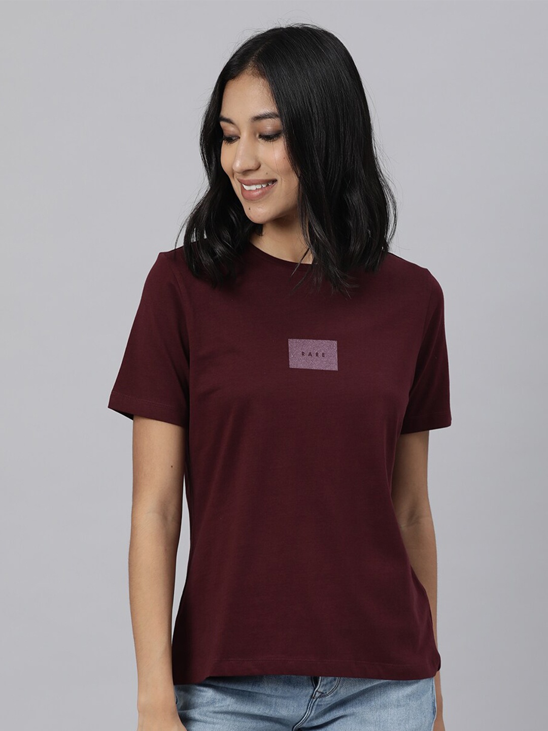 

RAREISM Women Maroon T-shirt