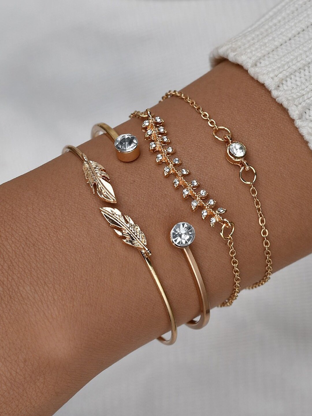 

Shining Diva Fashion Women 4 Gold-Plated White Link Bracelet