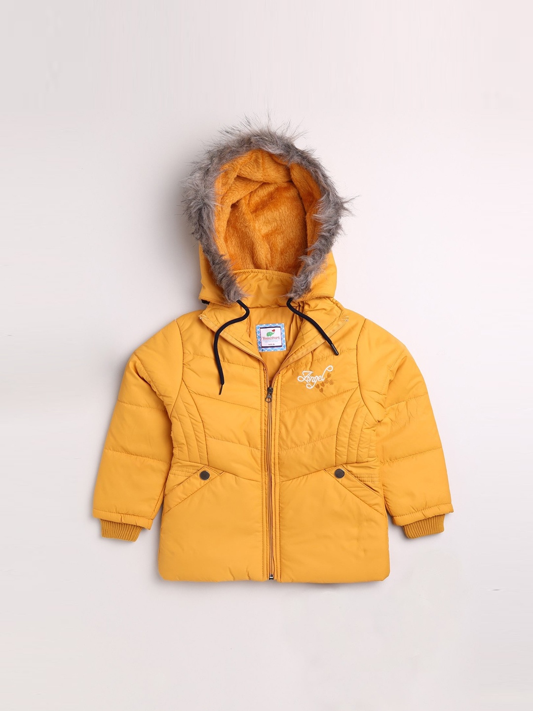 

Toonyport Girls Yellow Lightweight Crop Padded Jacket with Patchwork