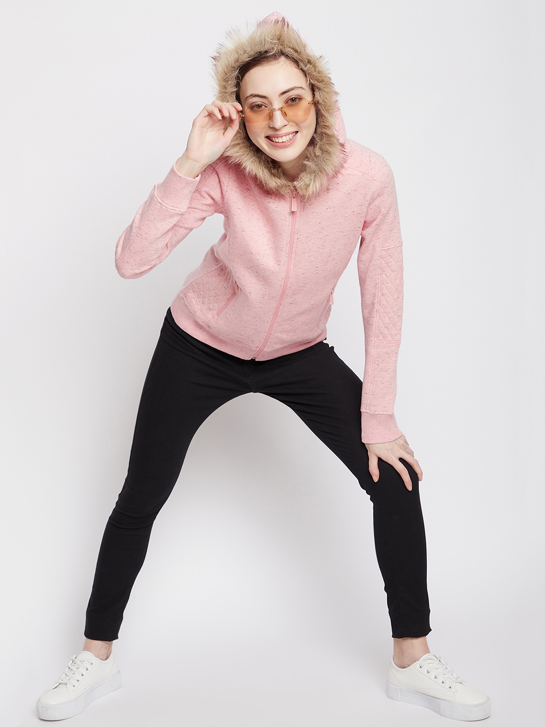 

Crimsoune Club Women Pink Hooded Sweatshirt