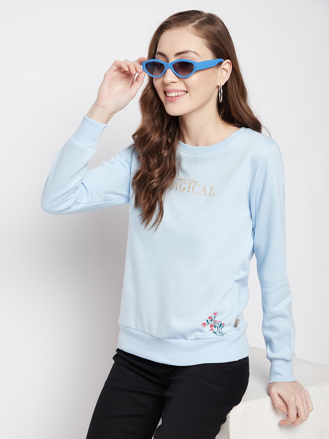 

Crimsoune Club Women Blue Printed Sweatshirt