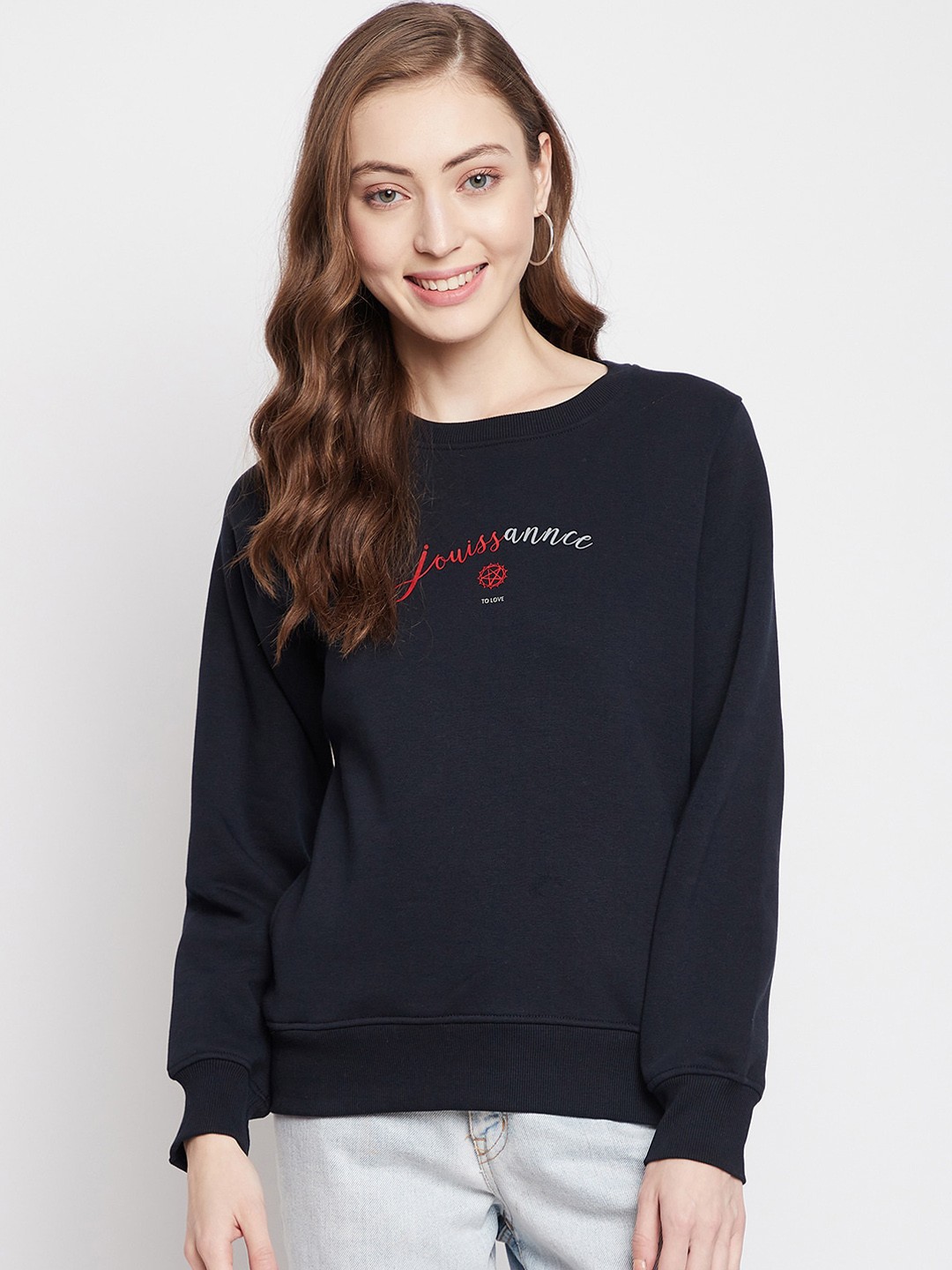 

Crimsoune Club Women Navy Blue Printed Sweatshirt