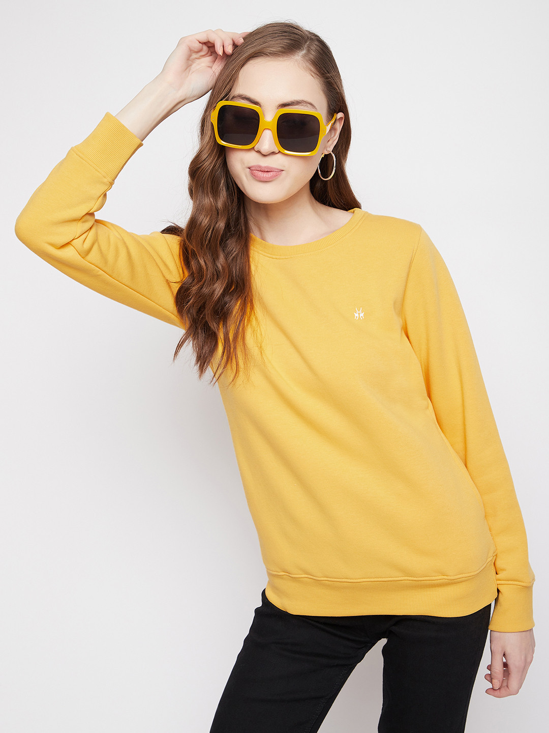 

Crimsoune Club Women Yellow Solid Sweatshirt