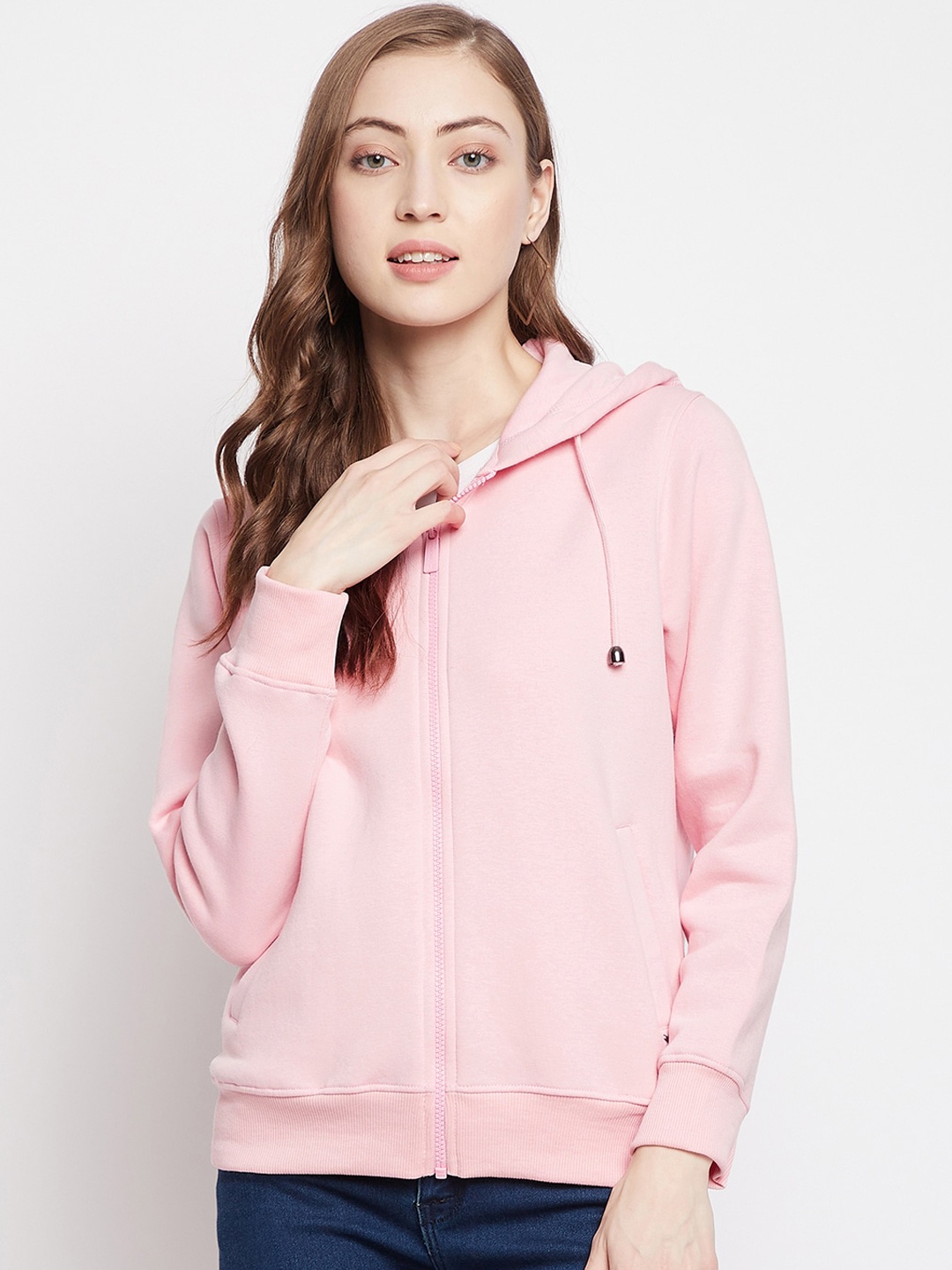 

Crimsoune Club Women Pink Hooded Front-Open Sweatshirt