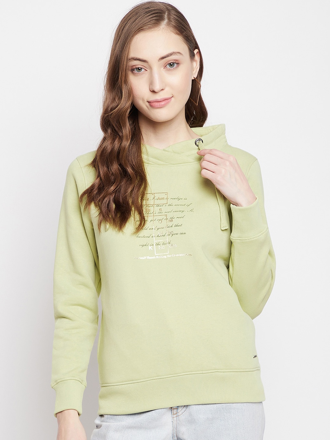 

Crimsoune Club Women Olive Green Printed Pullover Sweatshirt