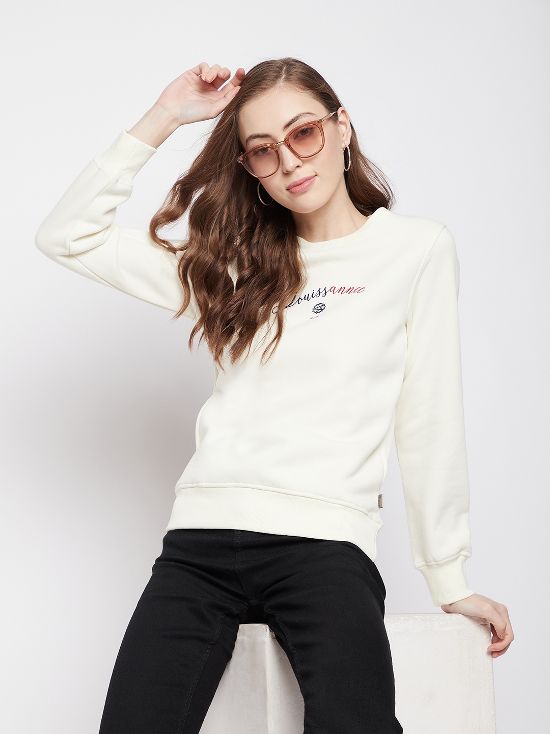 Crimsoune Club Women White Printed Sweatshirt